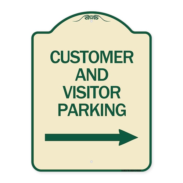 Signmission Customer and Visitor Parking W/ Right Arrow Heavy-Gauge Aluminum Sign, 24" x 18", TG-1824-24215 A-DES-TG-1824-24215 - main